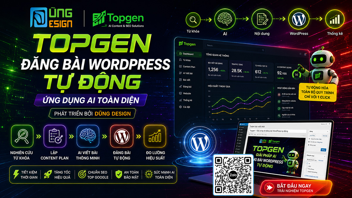 Đăng Bài WordPress Tự Động Với Topgen Đăng Bài WordPress Tự Động TOPGEN: Giải Pháp AI Content Toàn Diện Từ Dũng Design